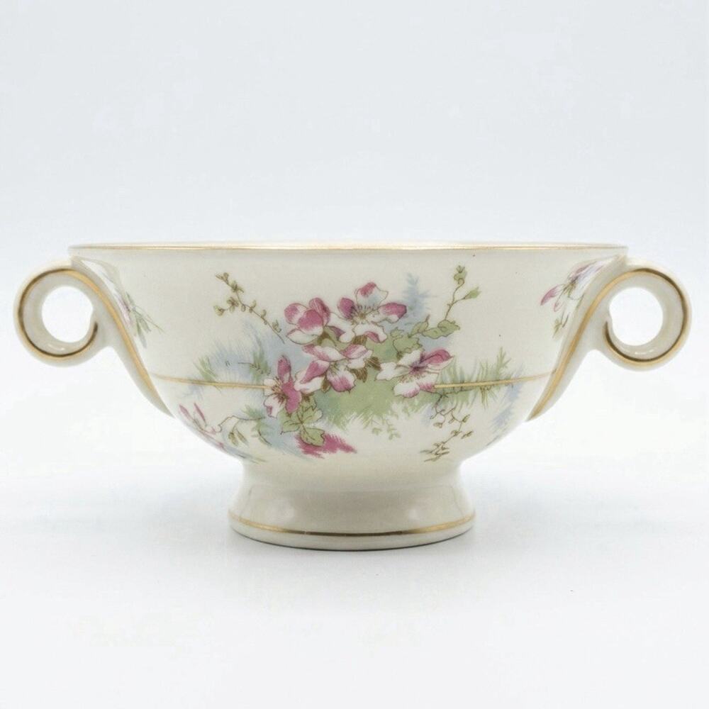 Theodore Haviland New York Apple Blossom Sugar Bowl No Lid Gold Trim USA Made